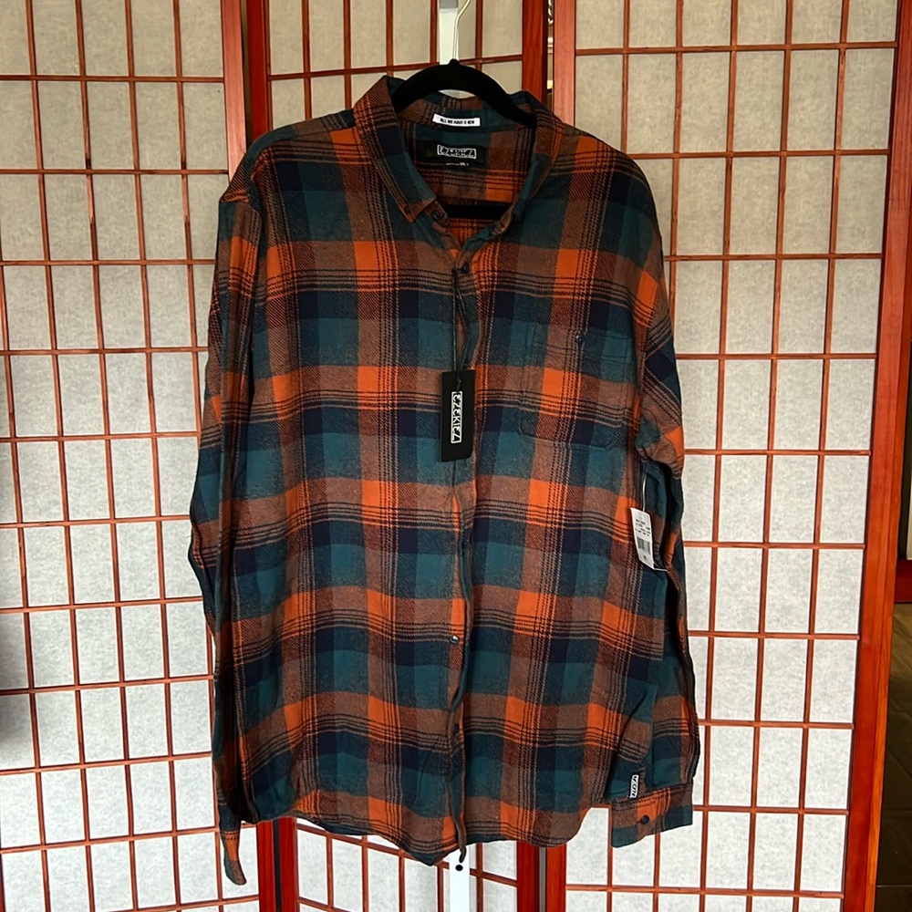 Ezekiel all we have is now real and orange button down shirt XXL men’s